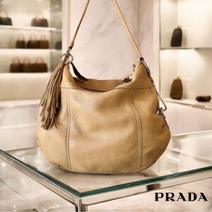 AUTHENTIC PRADA IF PRADA MADE CAPPUCCINO IN HANDBAGS-DAINO LEATHER SHOULDER BAG
